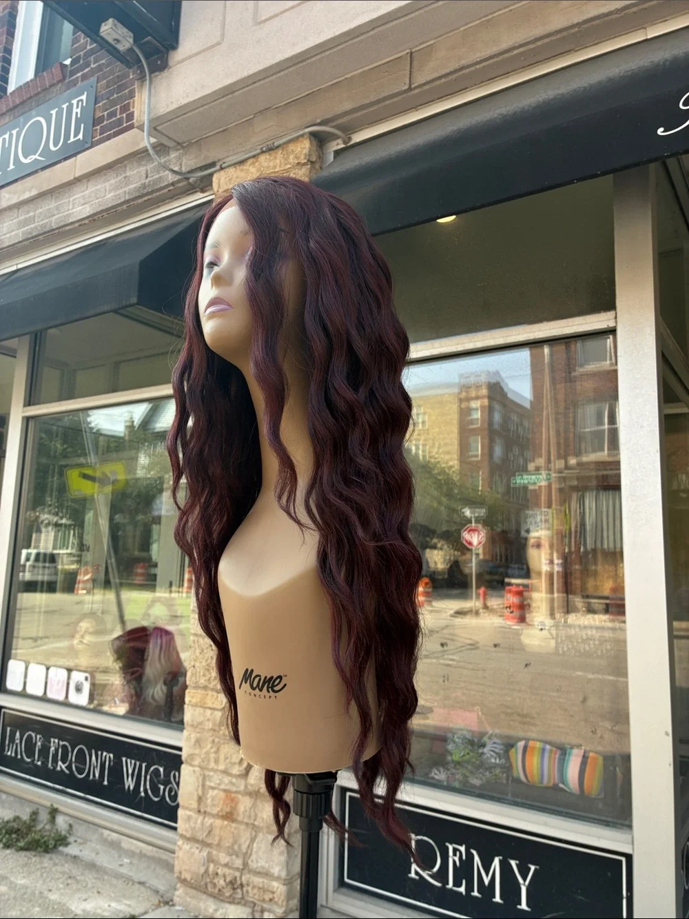 Long Wavy Burgundy Wig dark wine